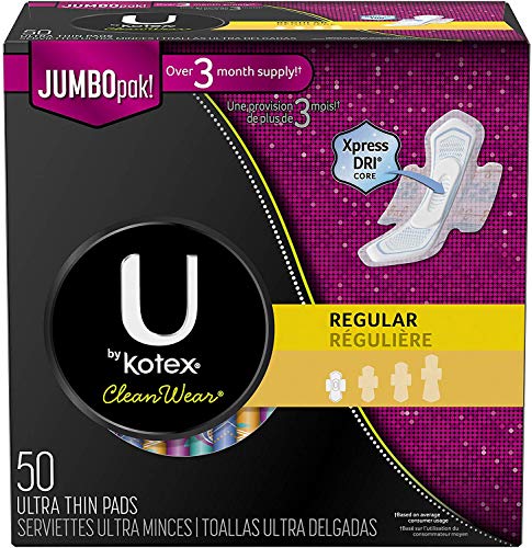 Product Cover U by Kotex CleanWear Ultra Thin Pads, 50 Count