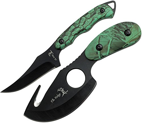 Product Cover Elk Ridge Hunting Knife Two-Piece Set 7-Inch Straight Edge and 6.5-Inch Gut Hook Blades