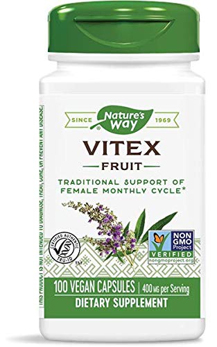 Product Cover Nature's Way Vitex Fruit 400 milligrams, 100 Vegetarian Capsules. Pack of 4 Bottles