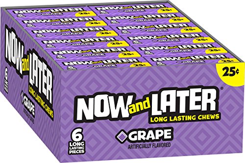 Product Cover Now & Later Original Taffy Chews Candy, Grape, 6 count, 0.93 Ounce Bar, Pack of 24