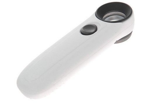 Product Cover Handheld 40x High Power Hand Held Magnifier Magnifying Glass with 2-LED Light (White with Black)