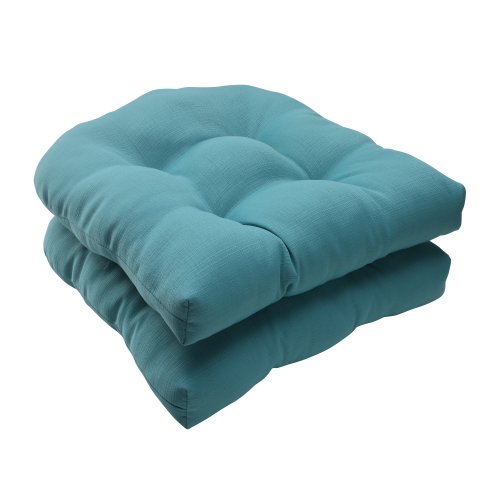 Product Cover Pillow Perfect Indoor/Outdoor Forsyth Wicker Seat Cushion, Turquoise, Set of 2