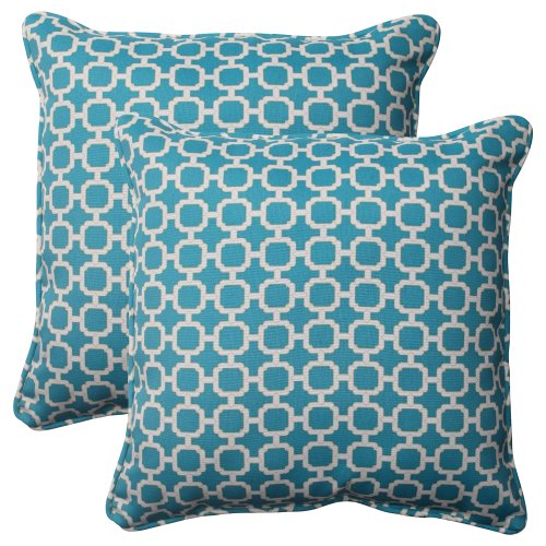 Product Cover Pillow Perfect Outdoor Hockley Corded Throw Pillow, 18.5-Inch, Teal, Set of 2