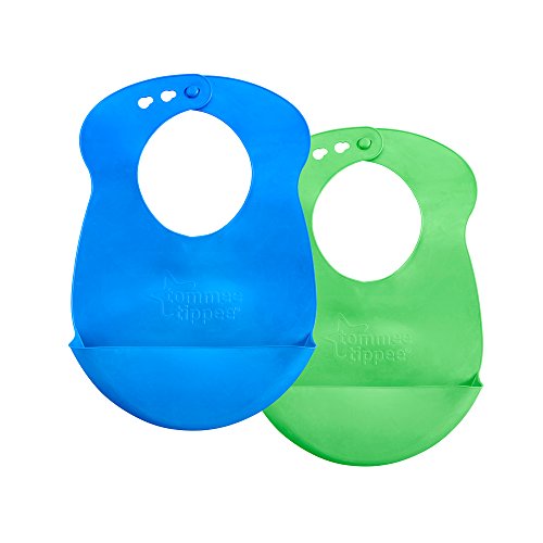 Product Cover Tommee Tippee Easi-Roll Up Bib, BPA-free Crumb & Drip Catcher - Blue & Green, 2 Count