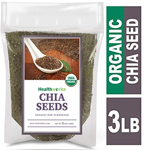 Product Cover Healthworks Chia Seeds Organic Raw (48 Ounces / 3 Pounds) | Certified Organic, Premium & All-Natural | Contains Omega 3, Fiber & Protein | Great with Shakes, Smoothies & Oatmeal