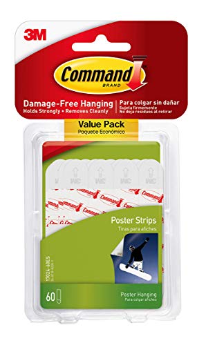 Product Cover Command Poster Hanging Strips Value Pack, Small, White, 60-Strips (17024-60ES)