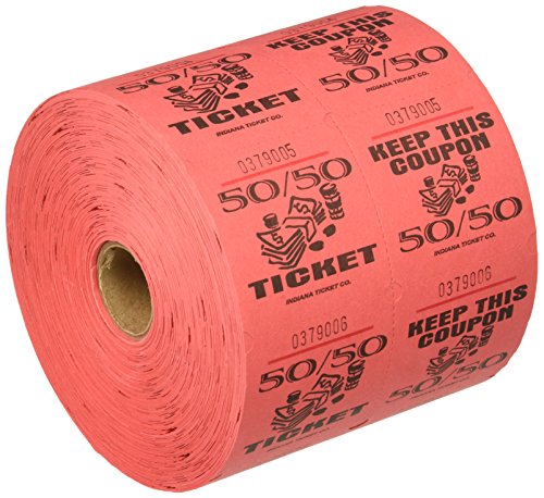 Product Cover Red 50/50 Raffle Tickets : roll of 1000