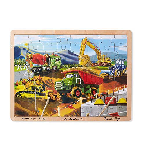Product Cover Melissa & Doug Construction Vehicles Building Site Wooden Jigsaw Puzzle (Beautiful Original Artwork, 48 Pieces, Great Gift for Girls and Boys - Best for 3, 4, and 5 Year Olds)
