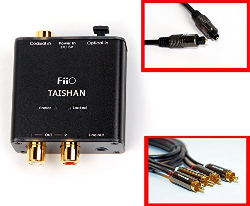 Product Cover Fiio D3 (D03 K) Digital to Analog Audio Coverter with Extreme Audio Optical TOSlink Cable and RCA to RCA Audio Cable (192kHz/24bit Optical and Coaxial DAC)