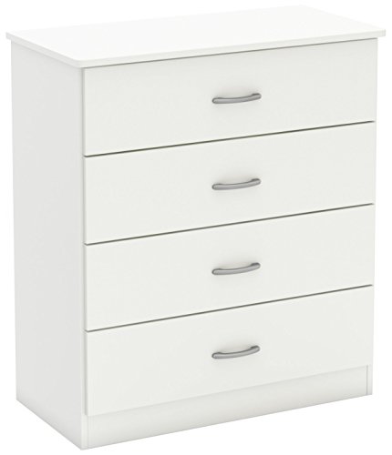 Product Cover South Shore Libra Collection 4-Drawer Dresser, Pure White with Metal Handles in Pewter Finish
