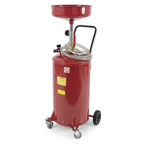 Product Cover ARKSEN 20 Gallon Portable Waste Oil Drain Tank Air Operated Drainage Adjustable Funnel Height w/Wheel, Red