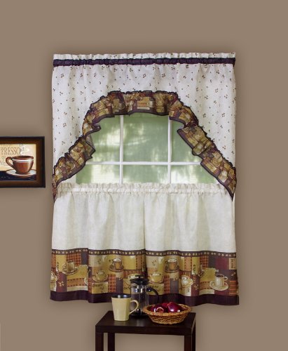 Product Cover Achim Home Furnishings Coffee Tier and Swag Window Treatment Set, 57