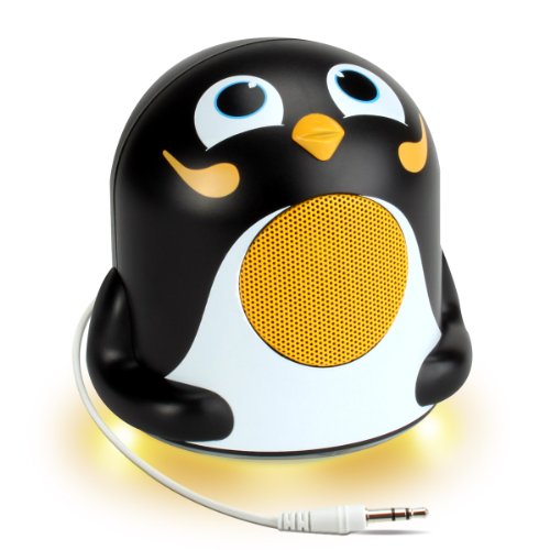 Product Cover GOgroove Pal Jr Mini Cute Animal Battery Powered Portable Speaker with LED Night Light (Penguin) Speaker for Kids - Passive Subwoofer, Built-in 3.5mm AUX Cable - Plug Into Tablets, Phones, more