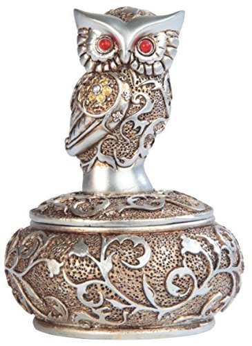 Product Cover George S. Chen Imports SS-G-54365, 4 Inch Silver and Bronze Owl with Red Gems Trinket Box