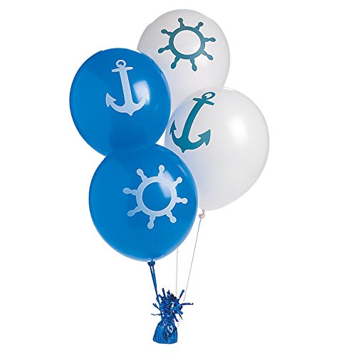 Product Cover Fun Express Nautical Print Latex Balloons - 24 Pieces