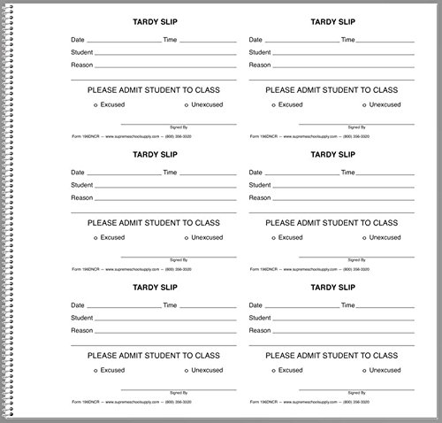 Product Cover Tardy Slip Book with Carbonless Duplicates