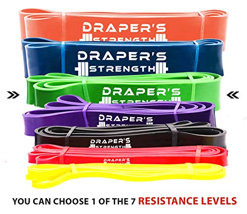 Product Cover Draper's Strength Heavy Duty Pull Up Assist and Powerlifting Stretch Bands (Single Band or Set) 41-inch #5 Green (50-120 Lbs) 1-3/4