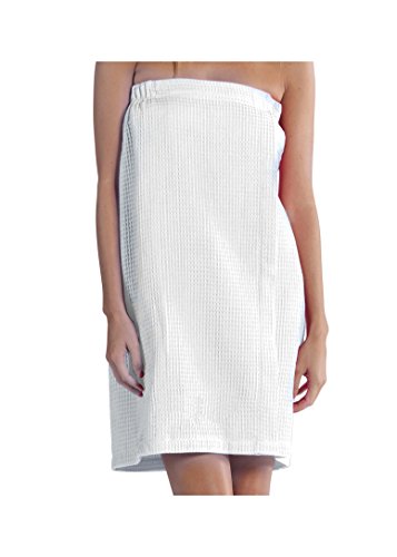 Product Cover BY LORA Lightweight Waffle Cover Up, Spa Bath Wrap Towel for Women, White