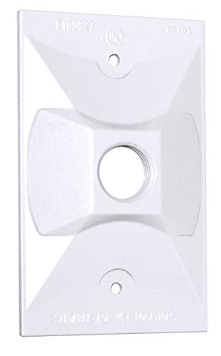 Product Cover Sigma Electric 14371WH 1/2-Inch 1 Hole 1-Gang Rectangular Lamp Holder Cover, White