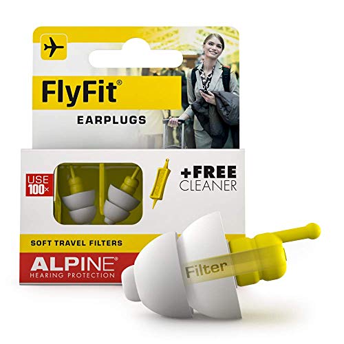 Product Cover Alpine Hearing Protection FlyFit Airplane Ear Plugs - Pressure Regulating Reusable Ear Plugs Prevent Ear Pain - Soft Travel Ear Plugs - Sleep or Chat with the Hypoallergenic No Silicone Earplugs