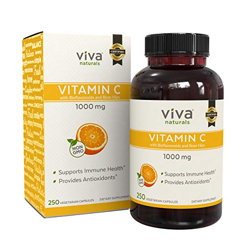 Product Cover Viva Naturals Premium Non-GMO Vitamin C with Bioflavonoids & Rose Hips, 1000 mg, 250 Veg Caps