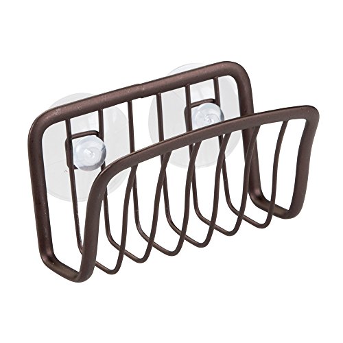 Product Cover iDesign Axis Steel Suction Kitchen Sink Dish Sponge Holder/Rack for Sponges, Scrubbers, Bar Soap - Bronze