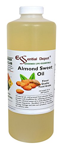 Product Cover Almond Sweet Oil - 1 Quart - 32 oz - Safety Sealed HDPE Container with resealable Cap - 100% Pure and Natural for Hair, Skin, Massage and Cooking