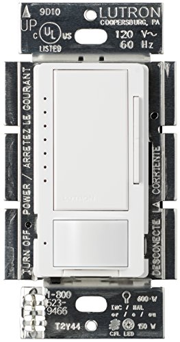 Product Cover Lutron Maestro C.L Dimmer and Motion Sensor, Single-Pole and Multi-Location, MSCL-OP153M-WH, White