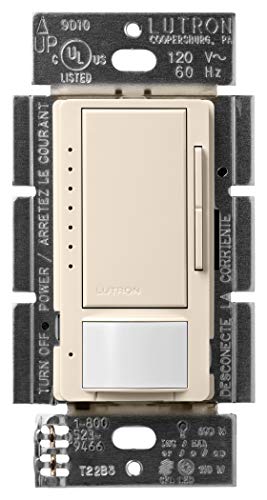 Product Cover Lutron Maestro LED Dimmer switch with motion sensor, no neutral required, MSCL-OP153M-LA, Light Almond