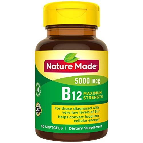 Product Cover Nature Made Maximum Strength Vitamin B12 5000 mcg Softgels, 60 Count (Packaging May Vary)
