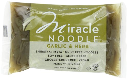 Product Cover Miracle Noodle Garlic and Herb Shirataki Noodles, 7 oz (Pack of 6), Fettucine Pasta, Low Carbs, Low Calorie, Gluten Free, Soy Free, Keto Friendly