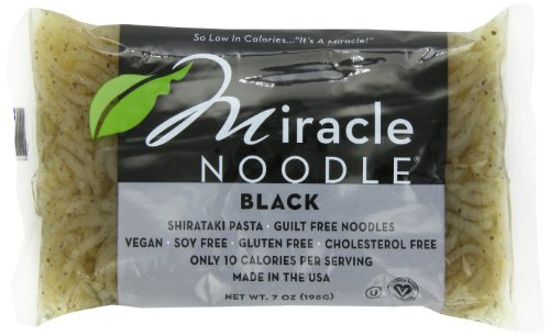 Product Cover Miracle Noodle Black Shirataki Noodles, 7 oz (Pack of 6), Angel Hair Pasta, Low Carbs, Low Calorie, Gluten Free, Soy Free, Keto Friendly