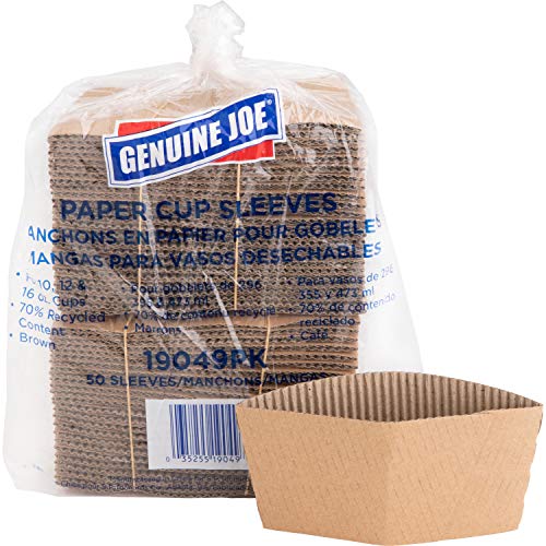 Product Cover Genuine Joe GJO19049PK Protective Corrugated Cup Sleeve, Brown (Pack of 50)