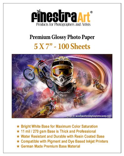 Product Cover Glossy 5x7 Premium Photo Paper By Finestra Art 270GSM 11mil - 100 Sheets