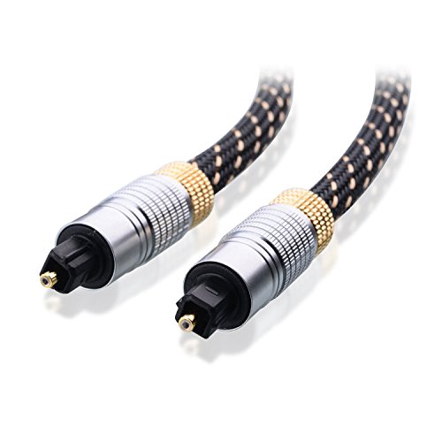 Product Cover Cable Matters 2-Pack Toslink Cable (Toslink Optical Cable, Digital Optical Audio Cable) 3 Feet with Metal Connectors and Braided Jacket