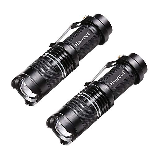 Product Cover HAUSBELL Flashlights, Handheld Flashlights, 7W Mini LED Flashlights, Tactical Flashlights, Zoomable, High Lumen, Water Resistant, 3 Light Modes for Kids, Camping, Hiking (2 Pack)