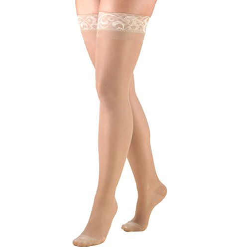 Product Cover Truform Sheer Compression Stockings, 15-20 mmHg, Women's Thigh High Length, 20 Denier, Nude, Medium