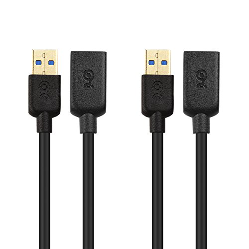 Product Cover Cable Matters 2-Pack USB to USB Extension Cable (USB 3.0 Extension Cable) in Black 6 Feet for Oculus Rift, HTC Vive, Playstation VR Headset and More