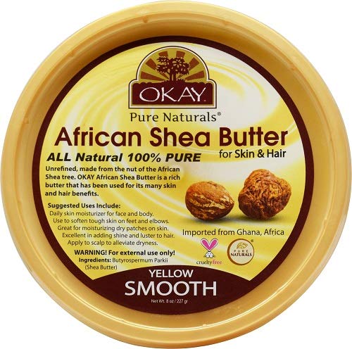 Product Cover OKAY | African Shea Butter - Yellow Smooth | For All Hair Textures & Skin Types | Moisturize and Soothe Irritation | With Vitamin A & E | All Natural | 8 Oz