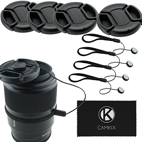 Product Cover 52mm Lens Cap Bundle - 4 Snap-on Lens Caps for DSLR Cameras - 4 Lens Cap Keepers - Microfiber Cleaning Cloth Included - Compatible Nikon, Canon, Sony Cameras (52mm)