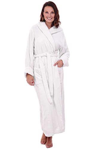 Product Cover Alexander Del Rossa Womens Turkish Terry Cloth Robe, Long Cotton Hooded Bathrobe