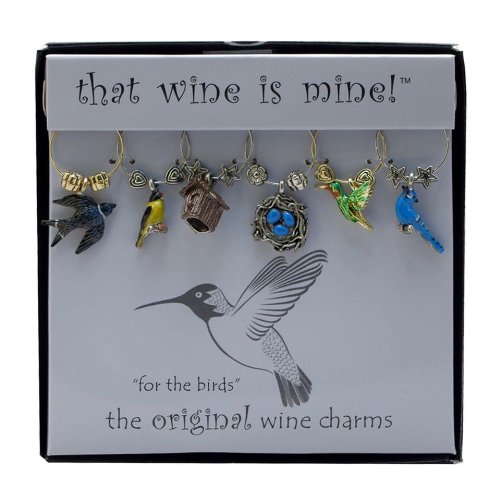Product Cover Wine Things WT-1438P For The Birds, Painted Wine Charms, 1-Pack, Multicolor