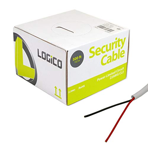 Product Cover LOGICO Security Wire Burglar Alarm 22/2 Cable 500FT Stranded White 500' Speaker Cable