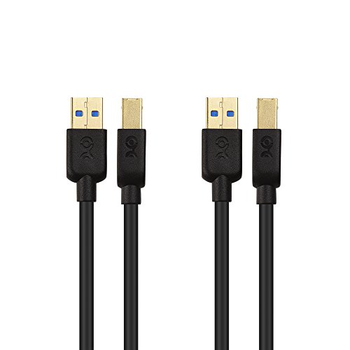 Product Cover Cable Matters 2 Pack, SuperSpeed USB 3.0 Type A to B Cable in Black 6 Feet