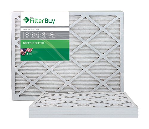 Product Cover FilterBuy 12x30x1 MERV 8 Pleated AC Furnace Air Filter, (Pack of 4 Filters), 12x30x1 - Silver