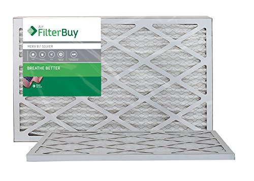 Product Cover FilterBuy 12x20x1 MERV 8 Pleated AC Furnace Air Filter, (Pack of 2 Filters), 12x20x1 - Silver