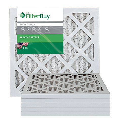 Product Cover FilterBuy 12x12x1 MERV 8 Pleated AC Furnace Air Filter, (Pack of 6 Filters), 12x12x1 - Silver