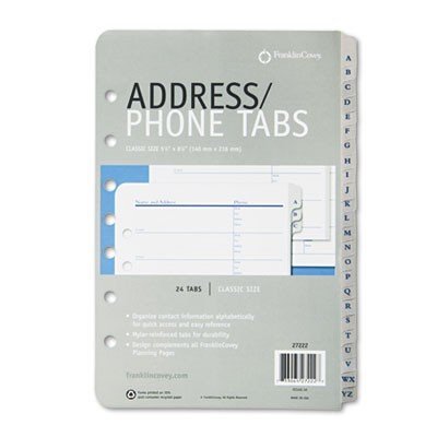 Product Cover Address/Phone Refill for Organizer, A-Z Tabs, 5-1/2 x 8-1/2