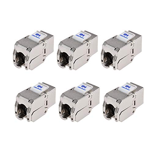 Product Cover Cable Matters UL Listed 6-Pack RJ45 Shielded Cat6A Keystone Jack with Integrated Shutter