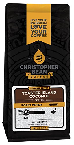 Product Cover Christopher Bean Coffee Flavored Whole Bean Coffee, Toasted Island Coconut, 12 Ounce